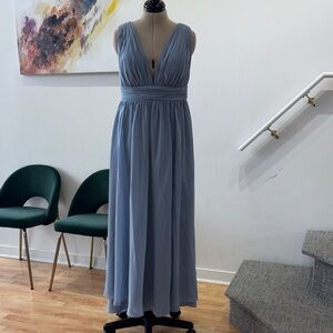 JJs House Dusty Blue V-Neck Sleeveless Maxi Dress